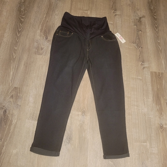 Times two maternity over the belly  jeans roll cuff hem elastic belly - Picture 2 of 12